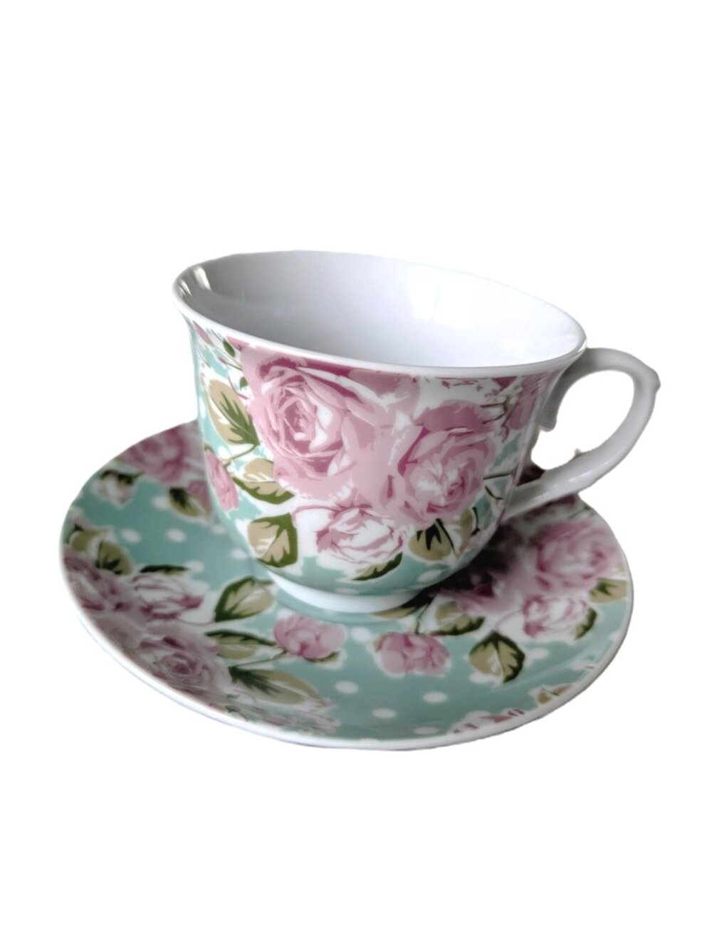 Kent Pottery Tea Cup and Saucer Rose Pattern New